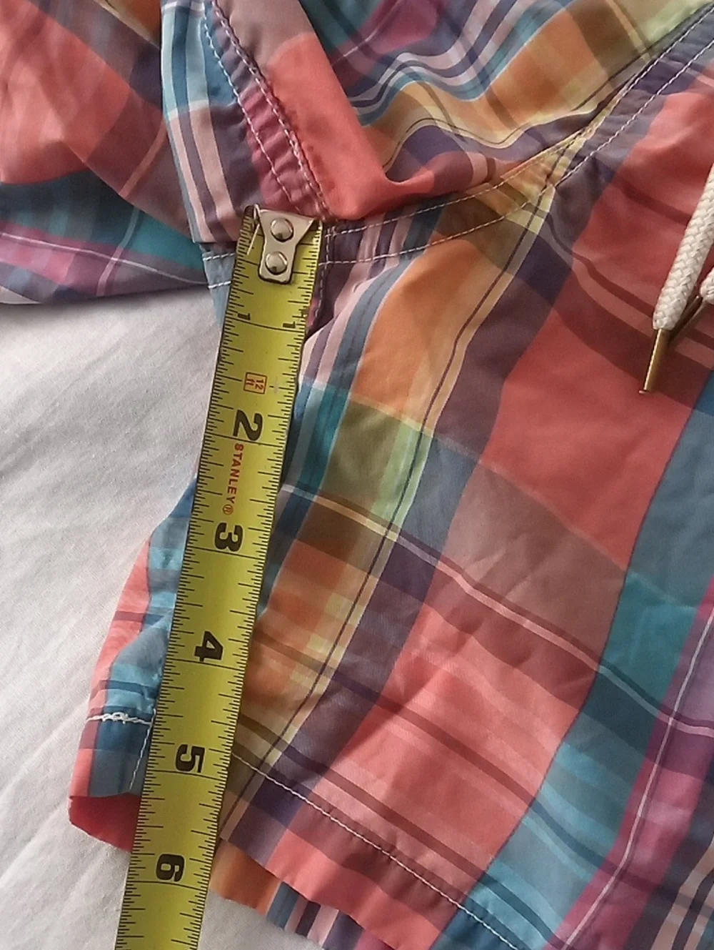 Polo by Ralph Lauren Coral, Blue & Yellow Plaid Swim Shorts